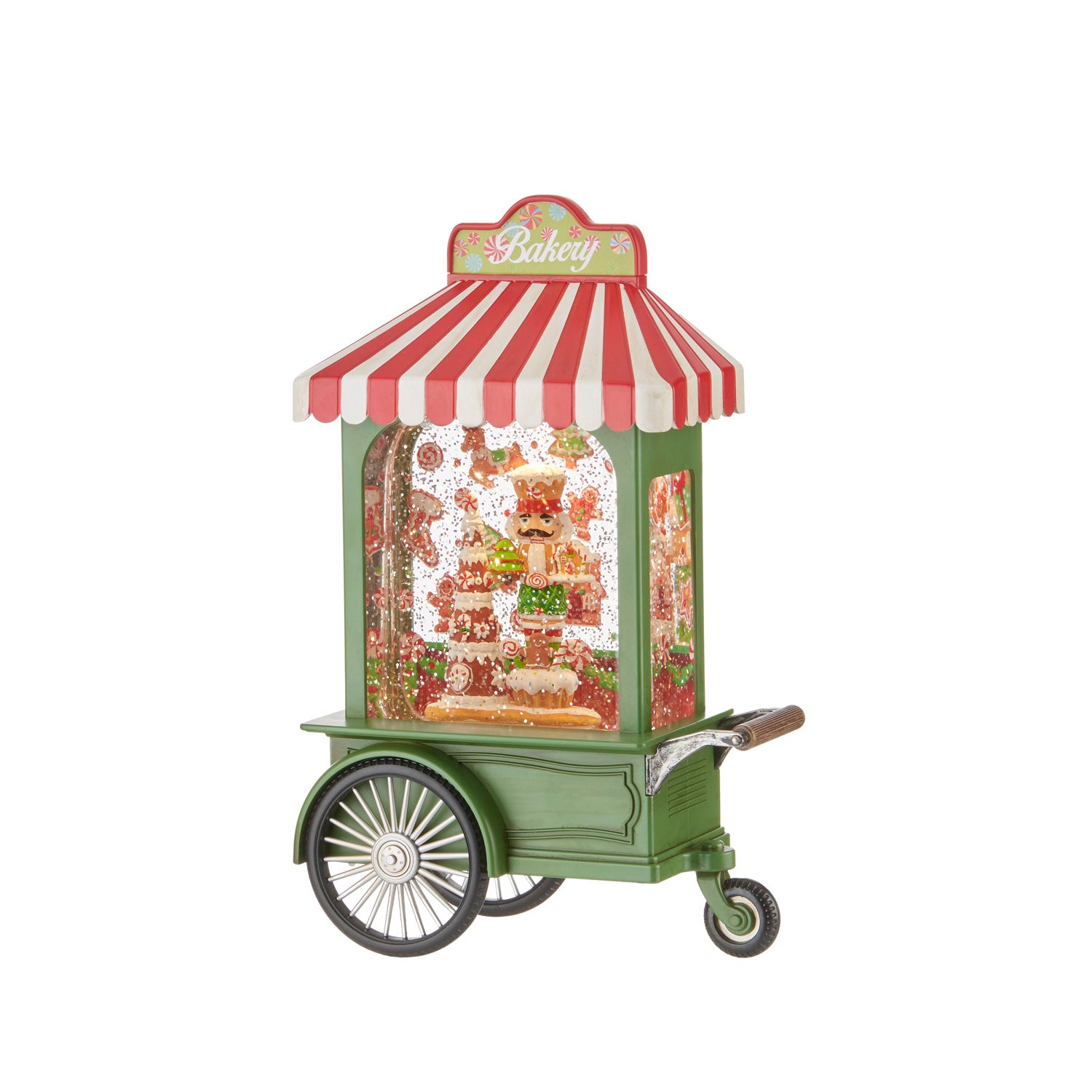 Boule de neige bakery verde con musica, led, movimento continuo e timer