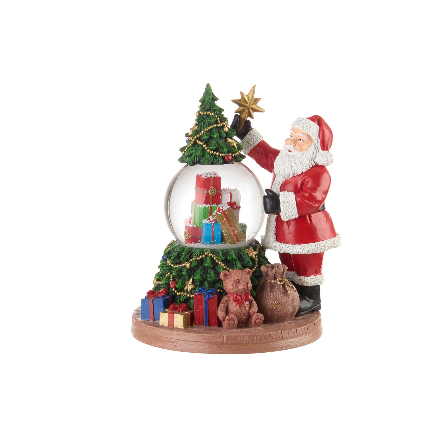 Boule de neige Babbo Natale con stella, con carillon