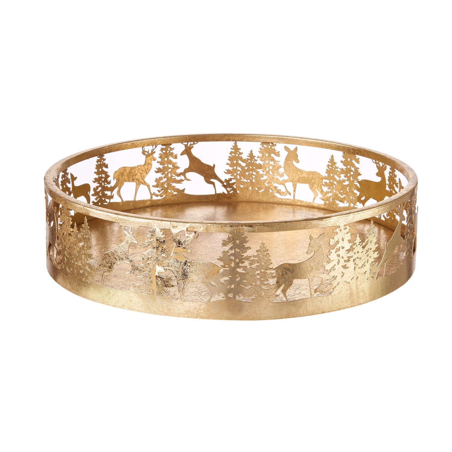 Vassoio centrotavola in metallo dorato