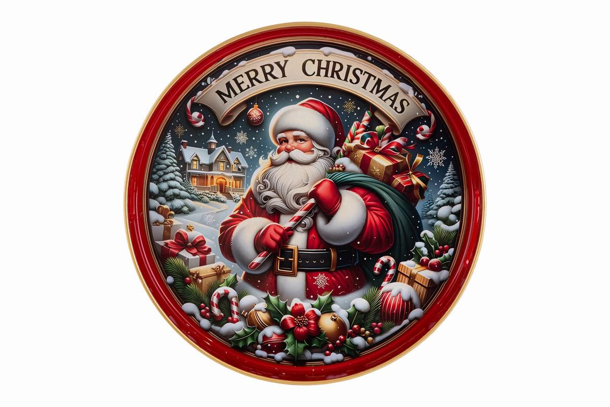 Vassoio natalizio melamina babbo natale d.33