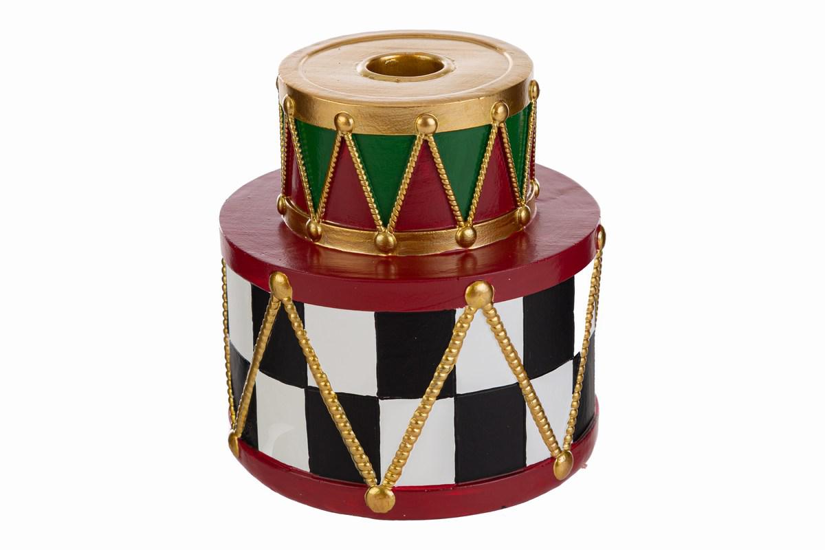 Portacandele natalizio resina black royal h.12cm