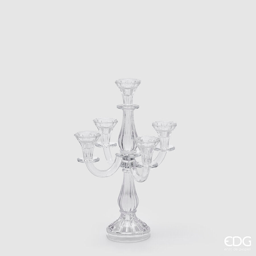 Portacandela crystal sinuoso x5 h.35cm