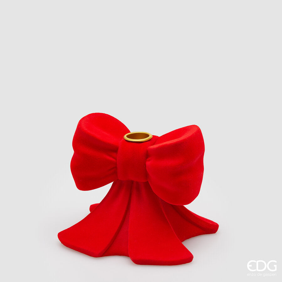 Portacandela fiocco velluto h.11cm