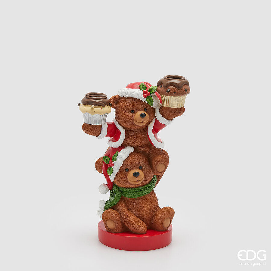 Portacandela orso goloso x2 h.25cm