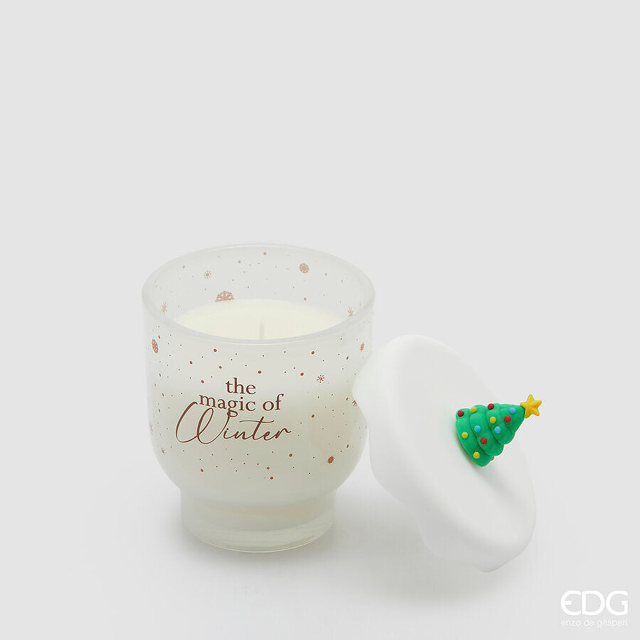 Candela snowy con profumo h.10cm