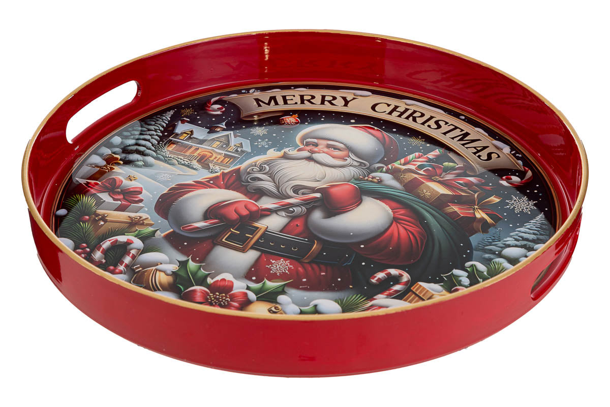 Vassoio natalizio melamina babbo natale d.33