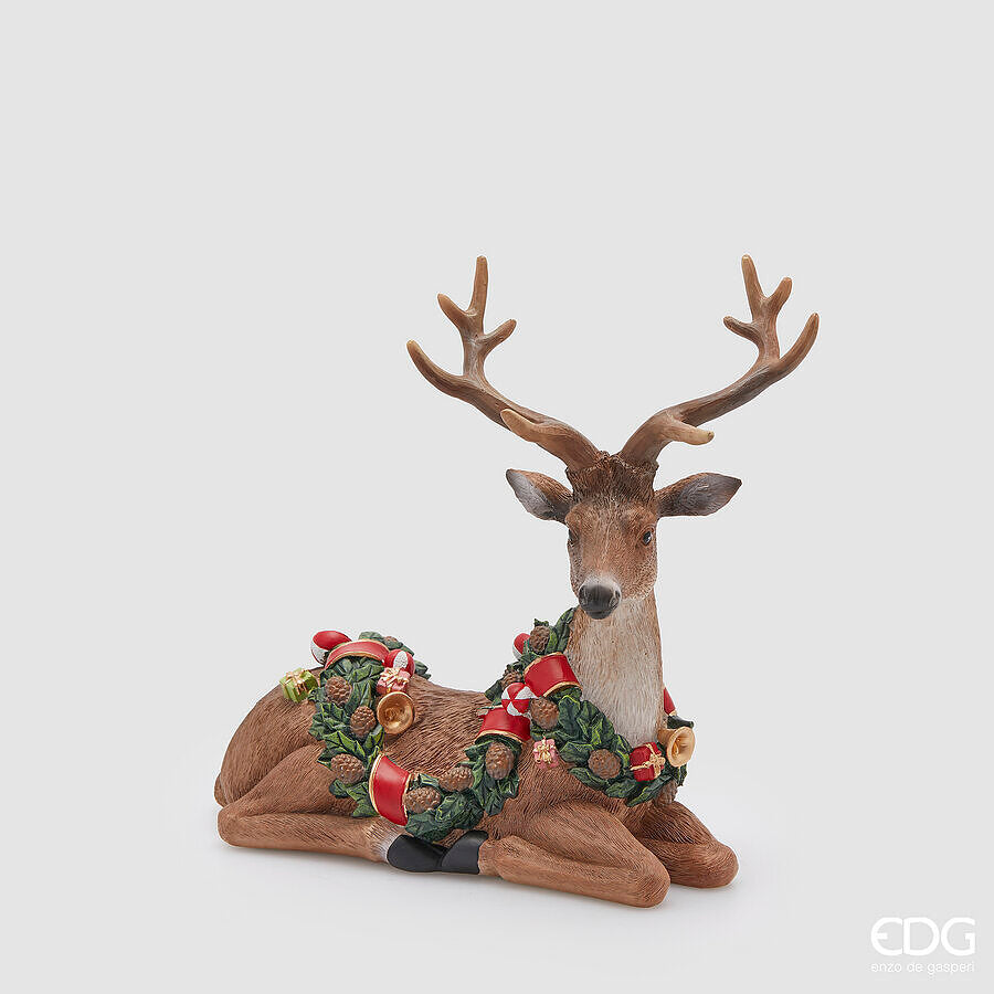 Renna con festone seduta h.25,5cm