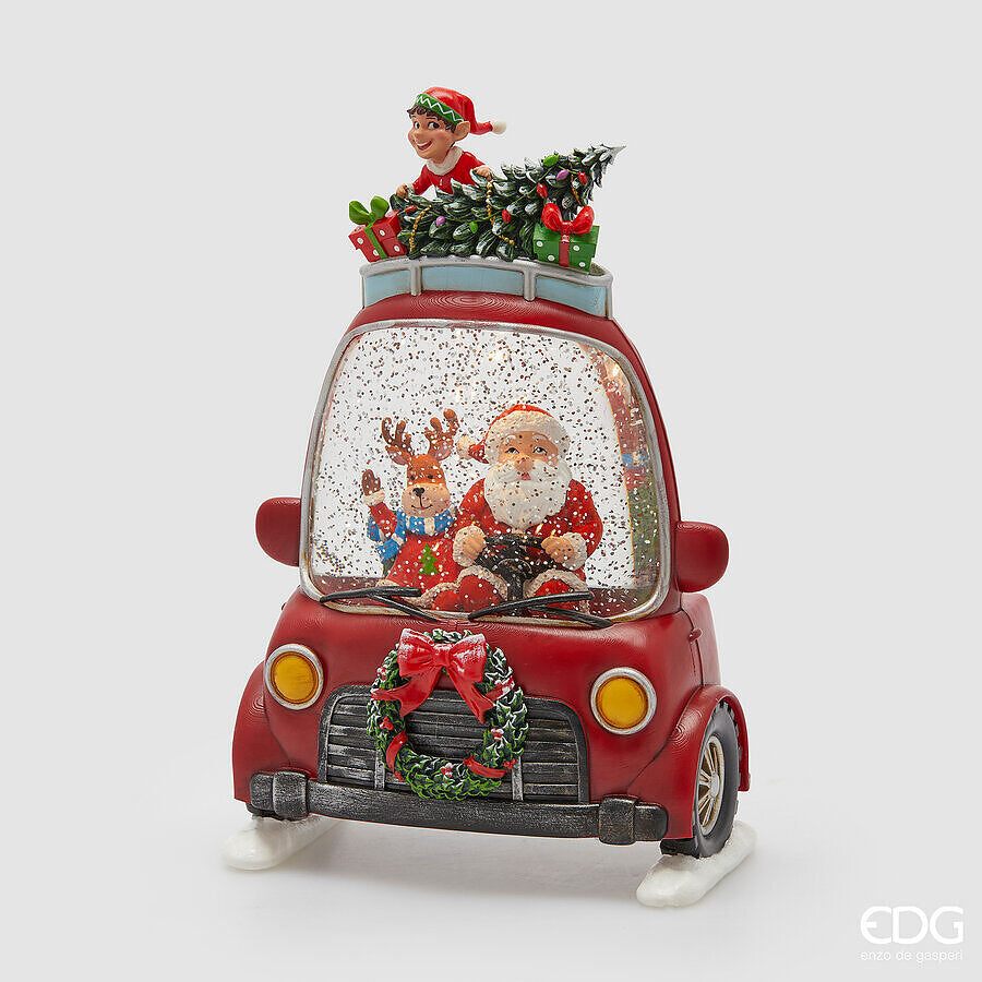 Babbo natale in auto con musica, movimento e led