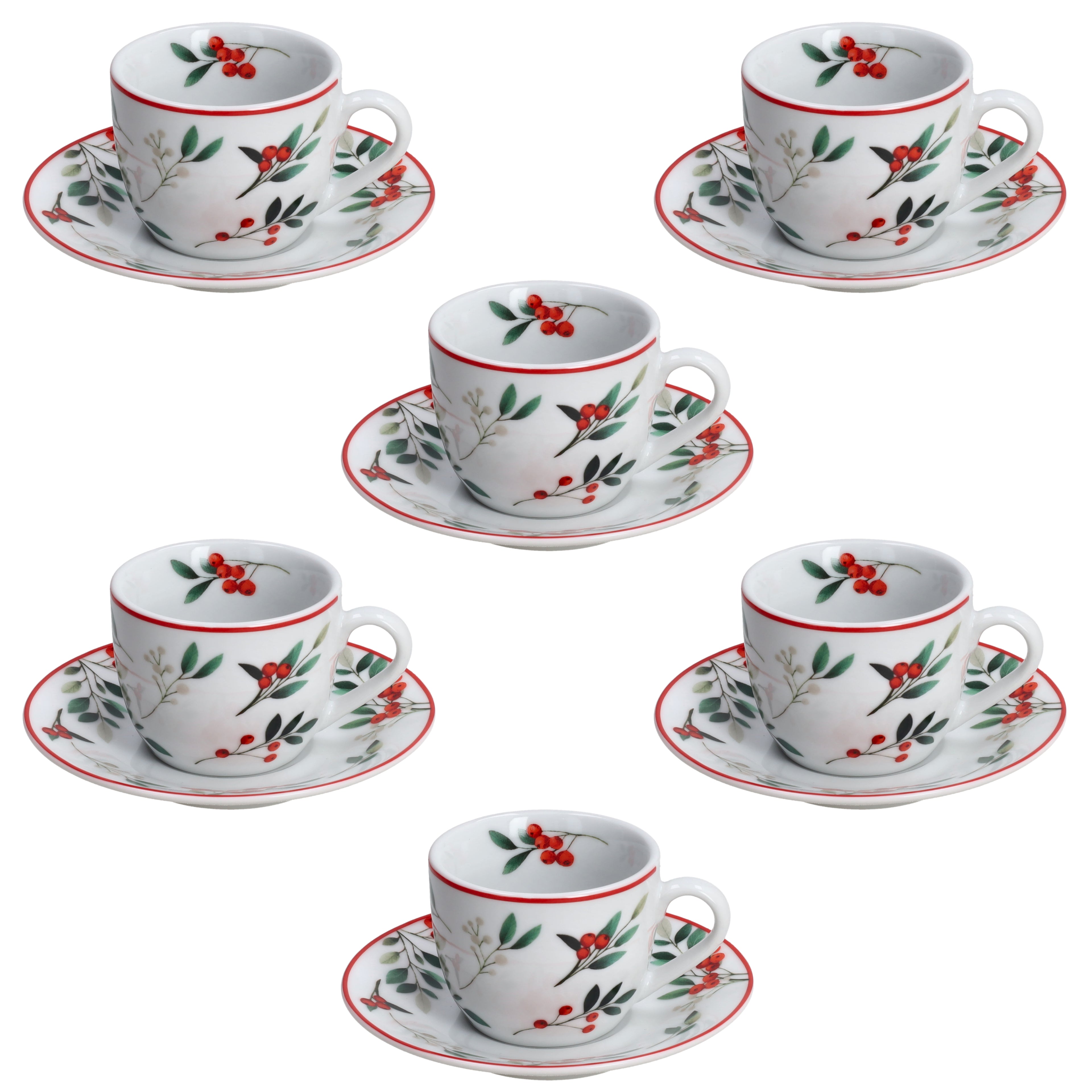 Set 6 TAZZE CAFFE' 80cc HOLLYBERRY